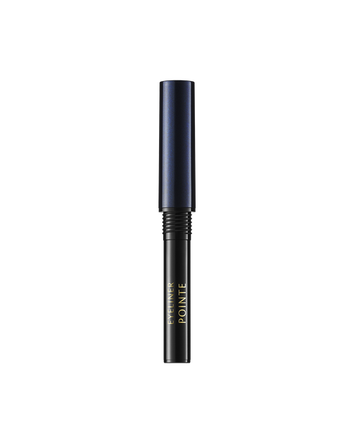 Photo of "INTENSIFYING LIQUID EYELINER BRUSH (refill)" with cap attached. The black body is printed with gold lettering that reads “EYELINER POINTE.” Shade: 1-Black.