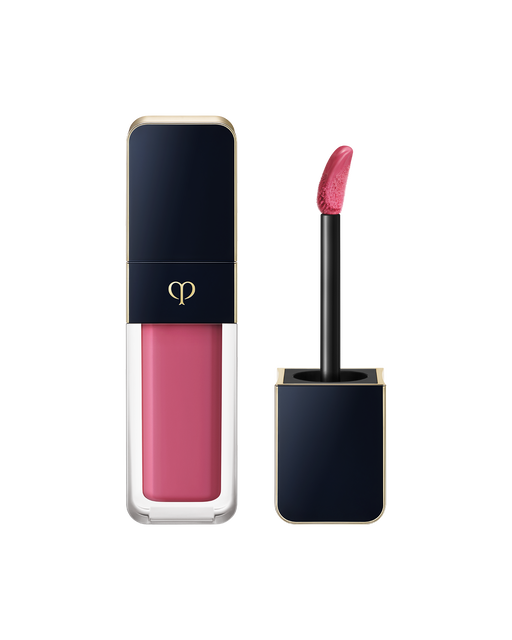 Photo of "CREAM ROUGE SHINE", with a blue-black cap engraved with the brand logo and a clear body. The cap comes with a stick with a tip attached. SHADE: 206.
