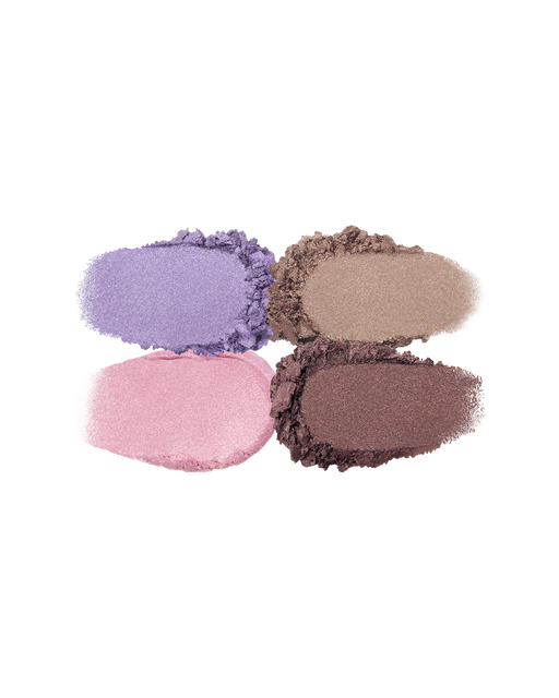 Photo of the texture of the limited-edition EYE COLOR QUAD showing the color and powder quality of the four shades. Shade: Pastel Tea Safari.