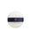 Photo of a soft, round and white "PUFF (TRANSLUCENT LOOSE POWDER)". It has a blue-black ribbon handle engraved with the gold brand-logo.