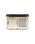 Photo of an exclusive case for "RADIANT POWDER FOUNDATION (REFILL)" with the lid open. The left side holds the refill, while the right side features a breathable compartment for the puff. The interior is finished in gold.