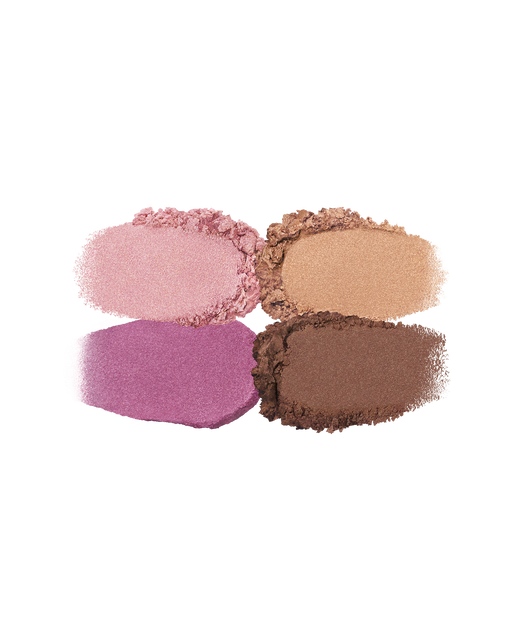 Photo of the texture of the four EYE COLOR QUAD colors, showing their color and powder quality. Shade: 13-Sunwarmed Stones.