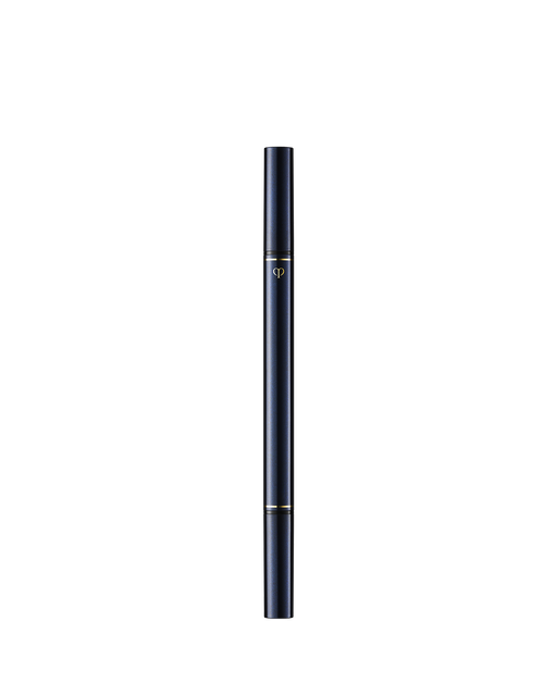 Photo of the front of the "INTENSIFYING LIQUID EYELINER" showing the gold brand logo in the center of the blue-black body.