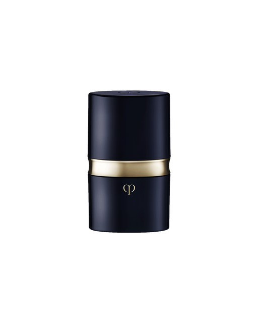Photo of “PORTABLE BRUSH” with a blue-black body and gold brand logo engraved on it. Shown with the cap on.