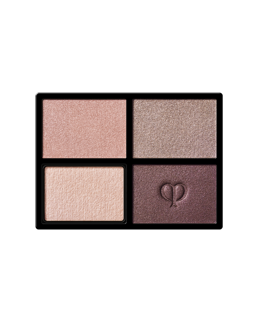 Photo of "EYE COLOR QUAD (REFILL)", an eyeshadow consisting of four colors. The brand logo is imprinted on the lower right color. Shade: 3-Sundried Driftwood.