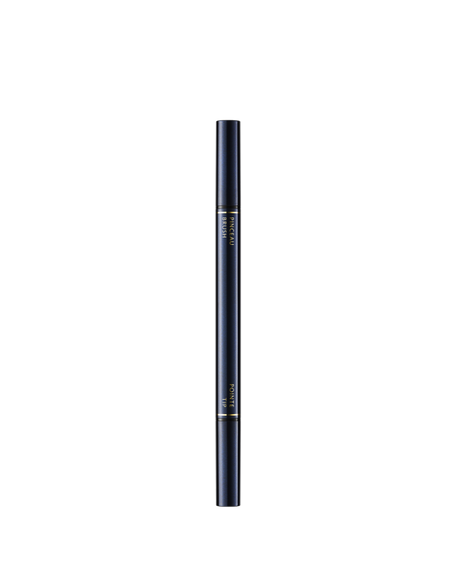 Photo of the back of the "INTENSIFYING LIQUID EYELINER" body. The words "PINCEAU BRUSH" are printed at the top, and "POINTE TIP" at the bottom.