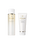 Photo of the mini set of “CLEANSING OIL” and “CLARIFYING CLEANSING FOAM.” On the left is a 75mL cleansing oil in a bottle with a gold gradient and a white cap; on the right is a 40g softening cleansing foam in a white tube.