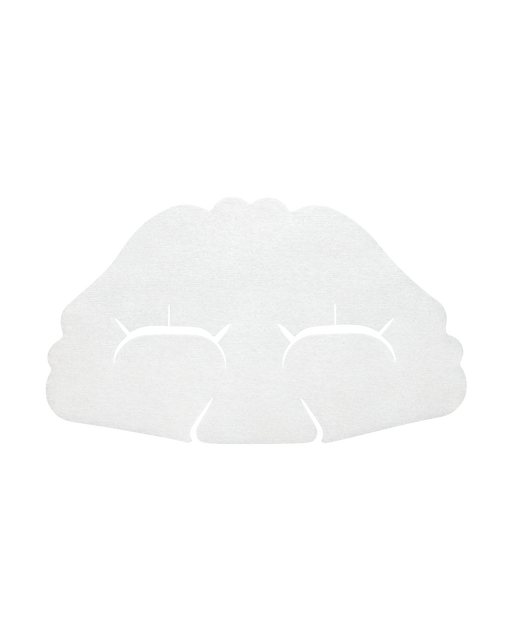 Photo of a sheet of "VITALITY-ENHANCING EYE MASK SUPREME". A White eye mask sheet for the eye area, made of soft and smooth material.