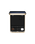 Photo of an exclusive case for "EYE COLOR QUAD" with the lid open. The blue-black lid features a gold trim. Inside, the top half has an empty compartment, while the bottom section holds two makeup applicators: a small brush and sponge-tip applicators.