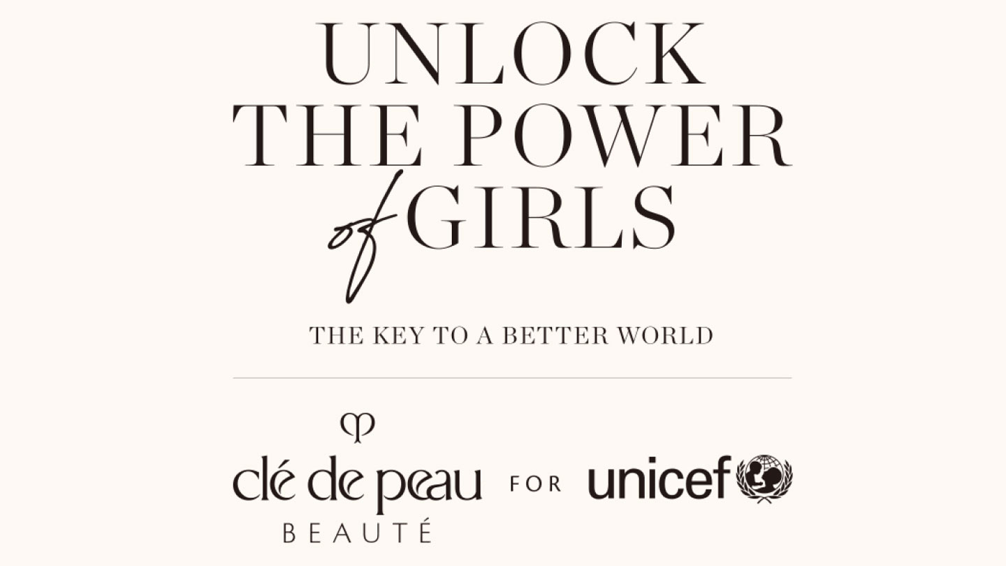 Text logo: Unlock the Power of Girls / Clé de Peau Beauté for UNICEF