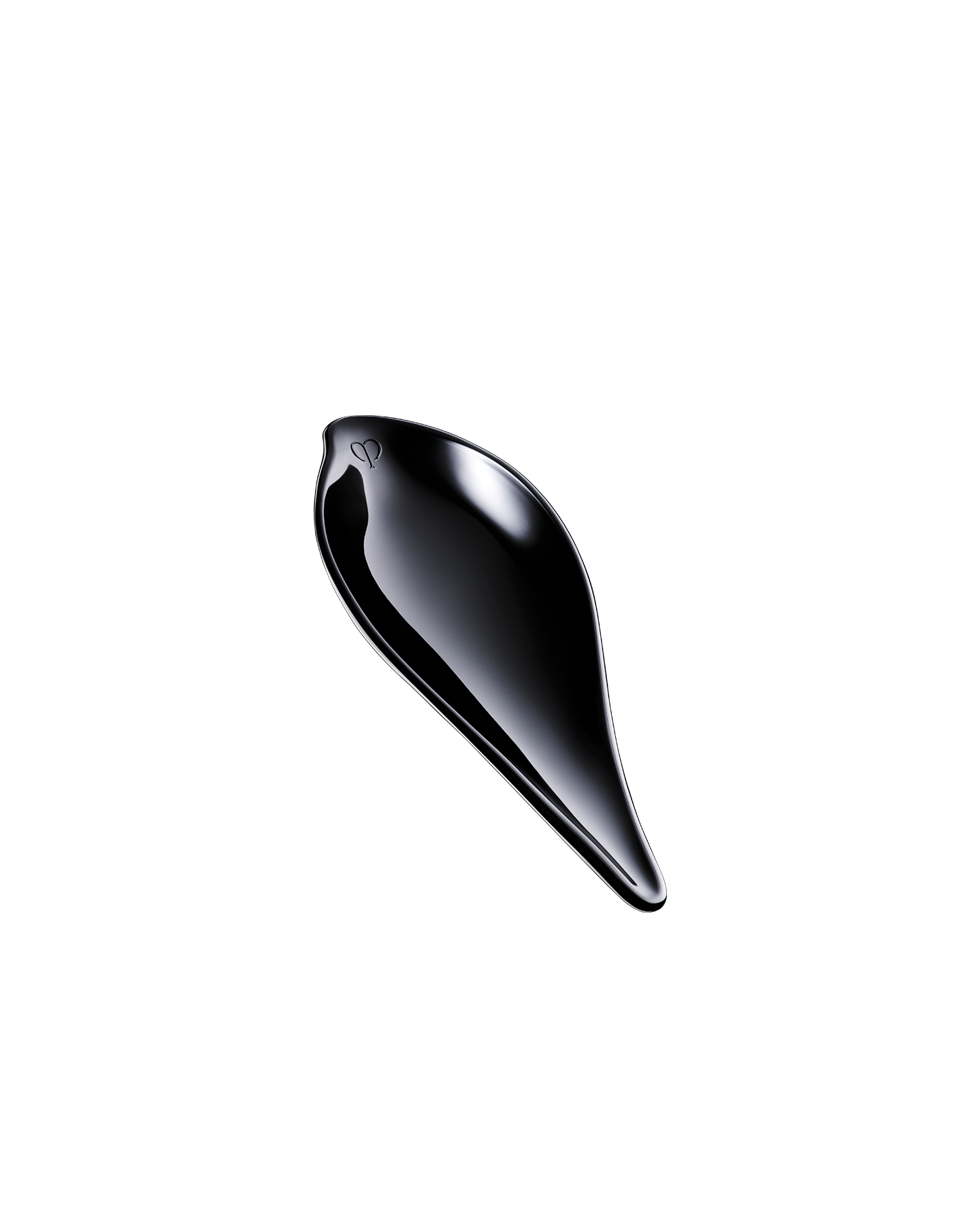 Photo of a spatula with a sleek, glossy black color.