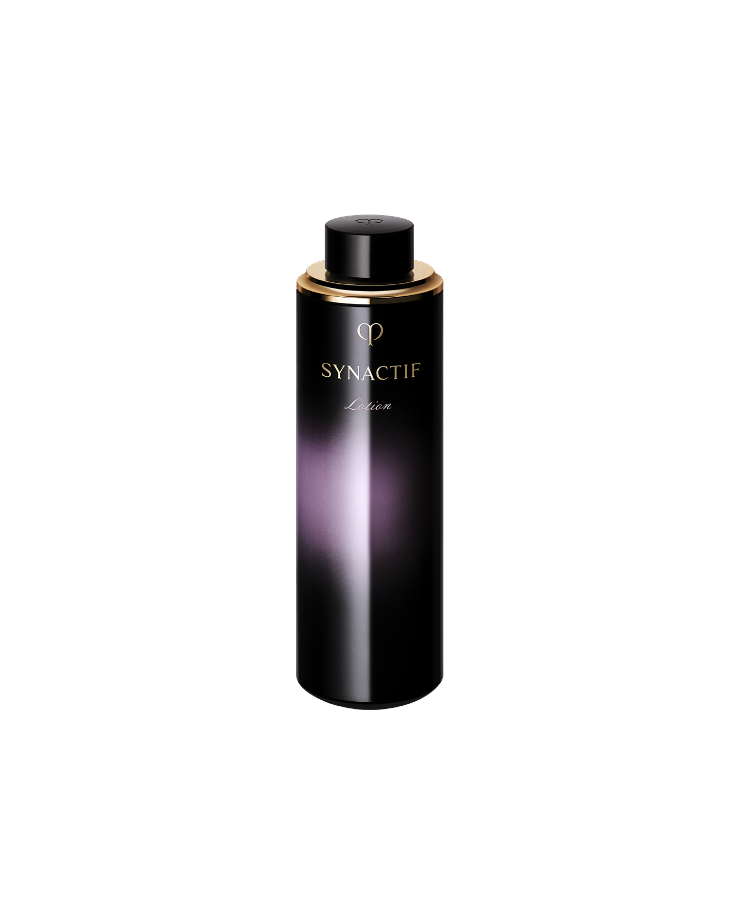 Photo of the sophisticated Clé de Peau Beauté SYNACTIF LOTION Refill. The product is presented in a sleek, deep purple bottle that features a luminous gradient down the center, highlighted by a chic gold accent below the cap. SIZE : 125ML Refill