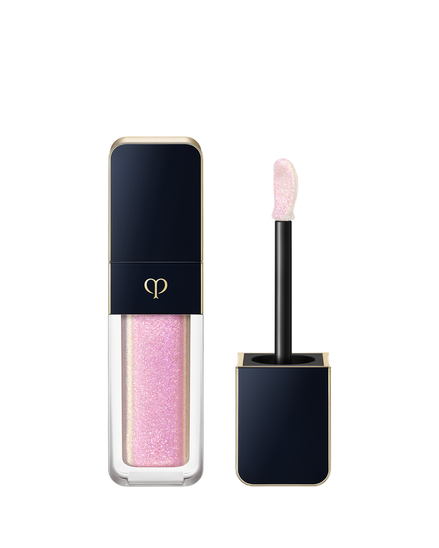 Photo of "CREAM ROUGE SPARKLES", with a blue-black cap engraved with the brand logo and a transparent body. The cap includes an applicator with a precision tip. SHADE: 303.